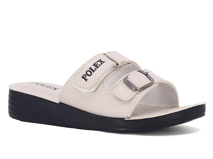 Polex Zenne 1408 Cırtlı Tokalı Pedli Günlük Terlik Bej 