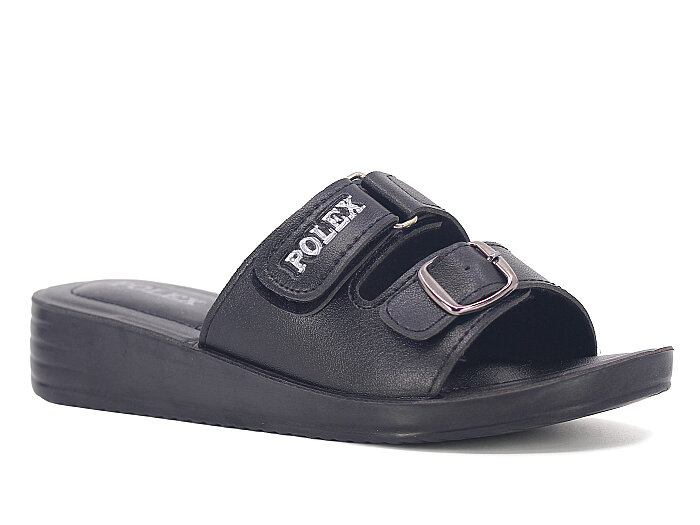 Polex Zenne 1408 Cırtlı Tokalı Pedli Günlük Terlik Siyah - 1