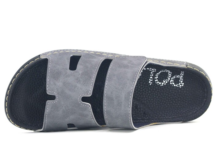 Polex Zenne 15003 Cırtlı Helmes Spor Taban Günlük Terlik Gri - Polex (1)