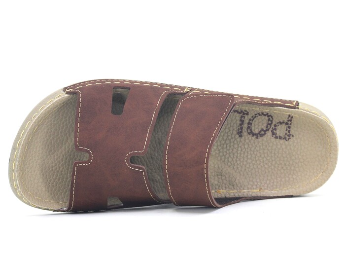 Polex Zenne 15003 Cırtlı Helmes Spor Taban Günlük Terlik Kahve - Polex (1)