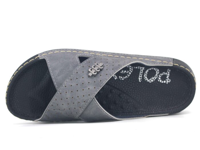Polex Zenne 15005 Çapraz Lazerli Spor Taban Günlük Terlik Gri - 2