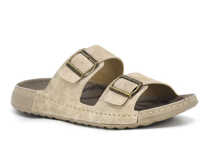 Polex Zenne 15052 Çift Toka Spor Taban Günlük Terlik Bej 