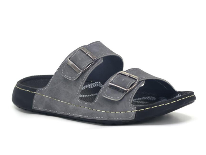 Polex Zenne 15052 Çift Toka Spor Taban Günlük Terlik Gri 