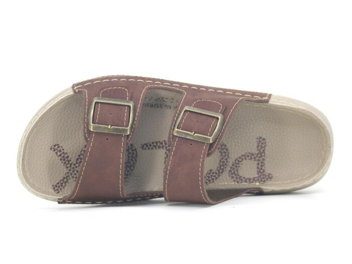 Polex Zenne 15052 Çift Toka Spor Taban Günlük Terlik Kahve - 2