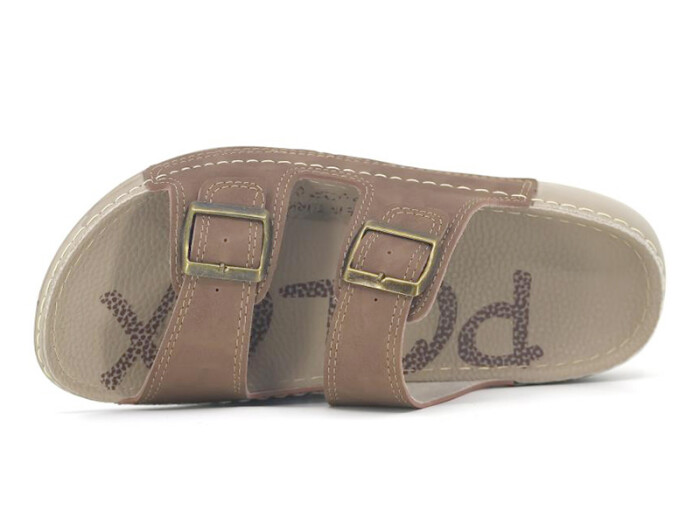 Polex Zenne 15052 Çift Toka Spor Taban Günlük Terlik Vizon - Polex (1)