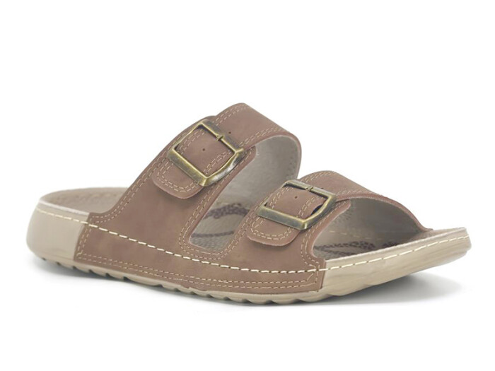 Polex Zenne 15052 Çift Toka Spor Taban Günlük Terlik Vizon - 1