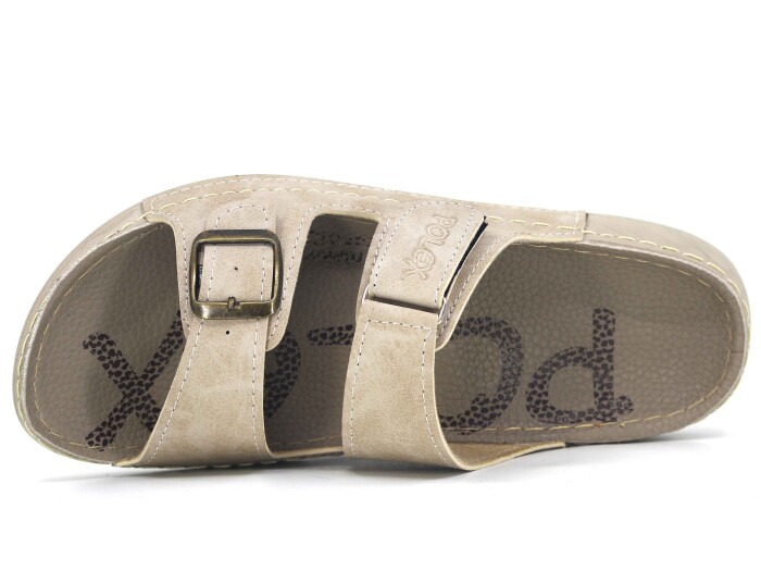 Polex Zenne 15054 Cırtlı Tokalı Spor Taban Günlük Terlik Bej - 2