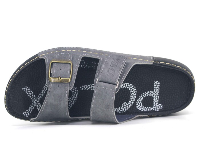 Polex Zenne 15054 Cırtlı Tokalı Spor Taban Günlük Terlik Gri - 2