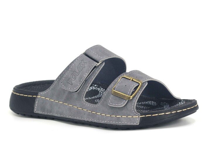 Polex Zenne 15054 Cırtlı Tokalı Spor Taban Günlük Terlik Gri 