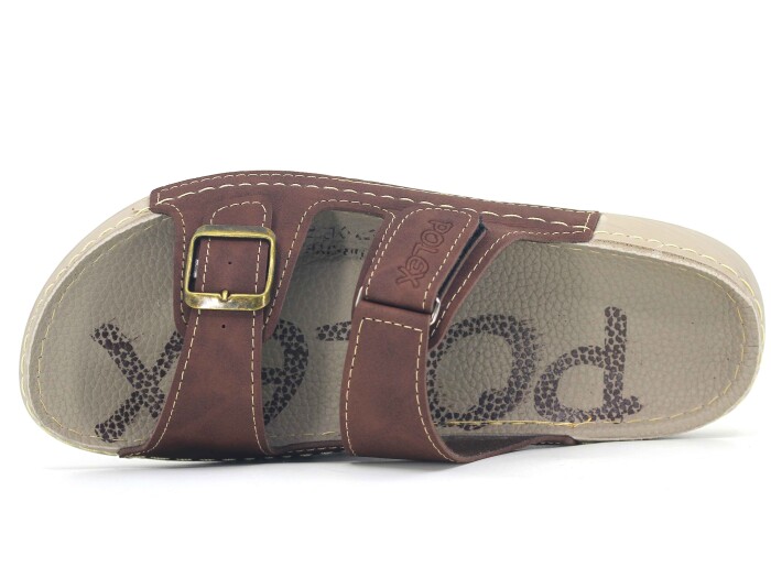 Polex Zenne 15054 Cırtlı Tokalı Spor Taban Günlük Terlik Kahve - Polex (1)