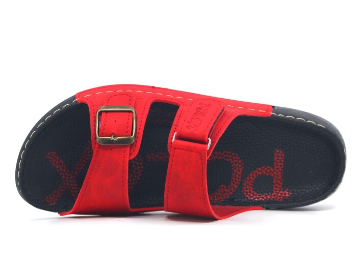 Polex Zenne 15054 Cırtlı Tokalı Spor Taban Günlük Terlik Kırmızı - Polex (1)