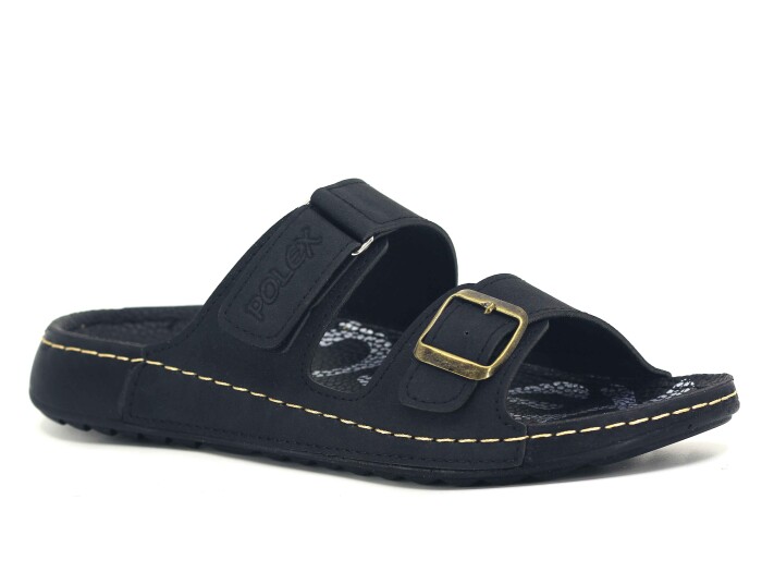 Polex Zenne 15054 Cırtlı Tokalı Spor Taban Günlük Terlik Siyah - 1