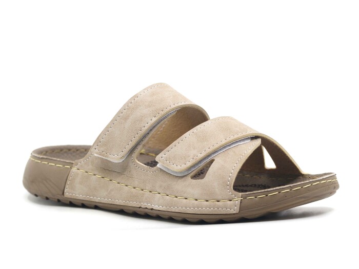 Polex Zenne 15057 Çapraz Uzun Cırtlı Spor Taban Günlük Terlik Bej 