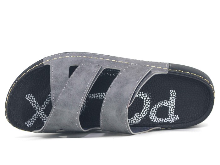 Polex Zenne 15057 Çapraz Uzun Cırtlı Spor Taban Günlük Terlik Gri - Polex (1)