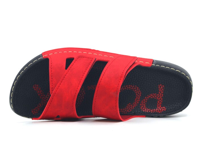 Polex Zenne 15057 Çapraz Uzun Cırtlı Spor Taban Günlük Terlik Kırmızı - 2