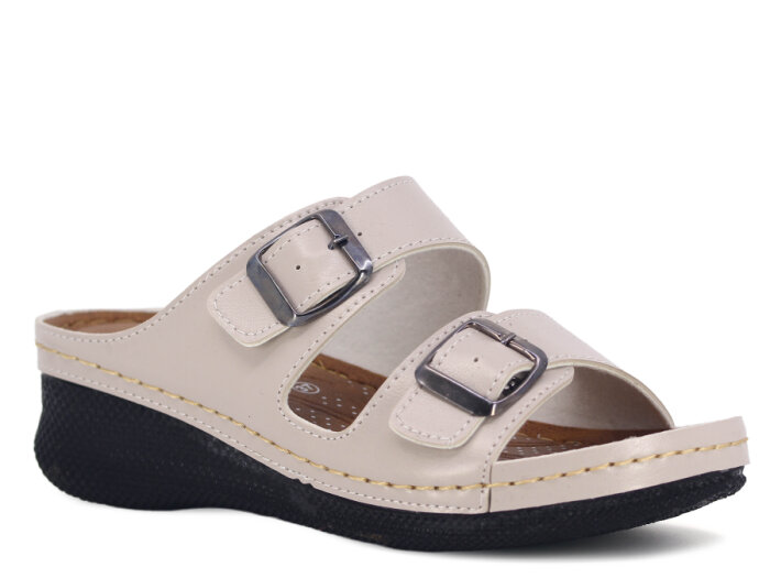 Polex Zenne 15153 Çift Toka Monta Günlük Terlik Bej - 1