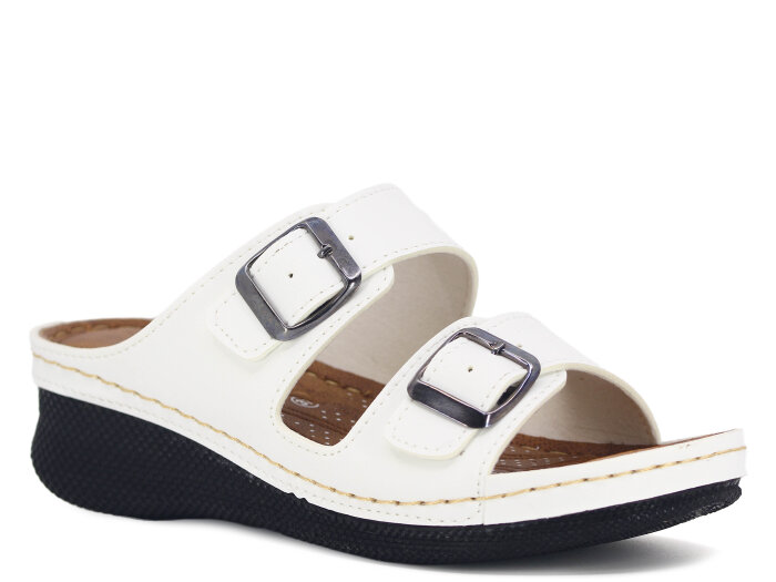 Polex Zenne 15153 Çift Toka Monta Günlük Terlik Beyaz - Polex