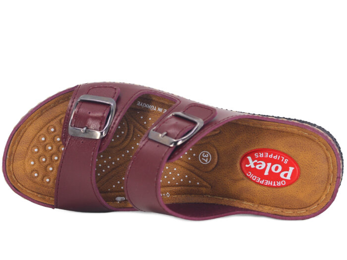 Polex Zenne 15153 Çift Toka Monta Günlük Terlik Bordo - 2