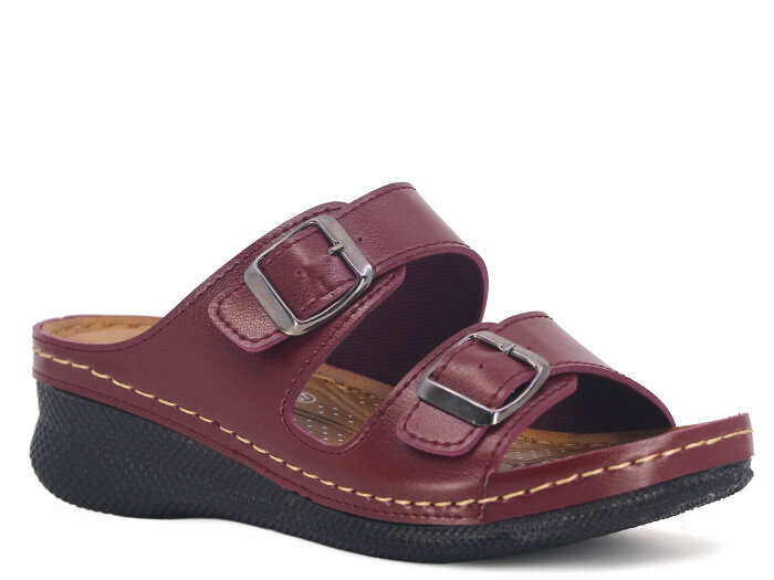 Polex Zenne 15153 Çift Toka Monta Günlük Terlik Bordo - Polex