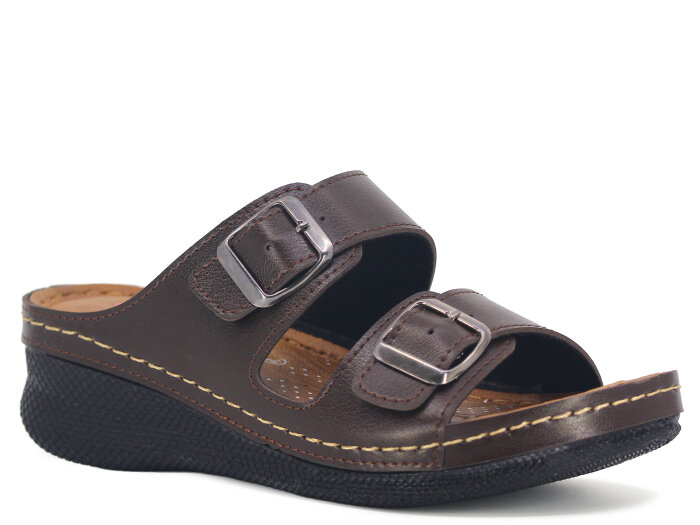 Polex Zenne 15153 Çift Toka Monta Günlük Terlik Kahve - Polex