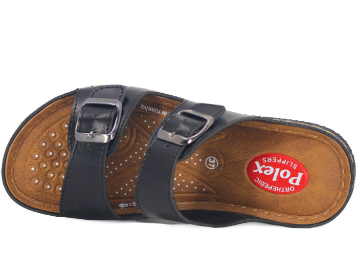 Polex Zenne 15153 Çift Toka Monta Günlük Terlik Siyah - 2