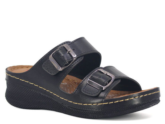 Polex Zenne 15153 Çift Toka Monta Günlük Terlik Siyah - Polex