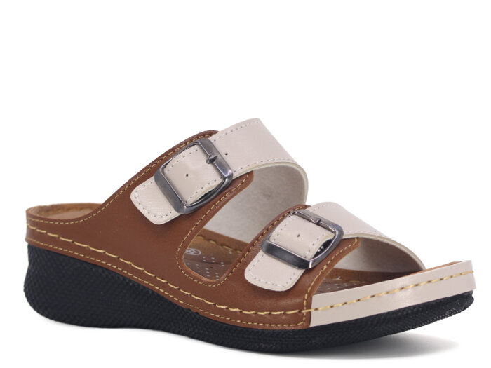 Polex Zenne 15153 Çift Toka Monta Günlük Terlik Taba - Bej - 1