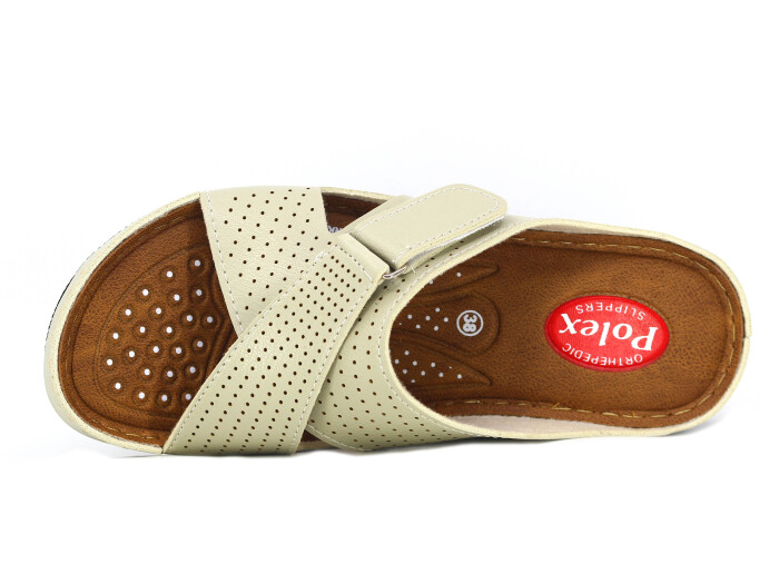 Polex Zenne 15155 Çapraz Cırtlı Monta Günlük Terlik Bej - 2