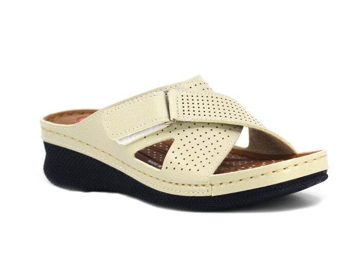 Polex Zenne 15155 Çapraz Cırtlı Monta Günlük Terlik Bej - 1