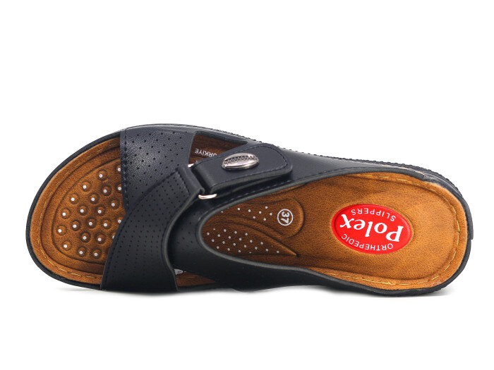 Polex Zenne 15155 Çapraz Cırtlı Monta Günlük Terlik Siyah - 2