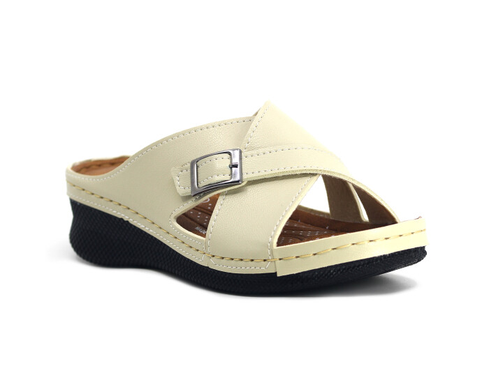 Polex Zenne 15158 Çapraz Tokalı Monta Günlük Terlik Bej - 1