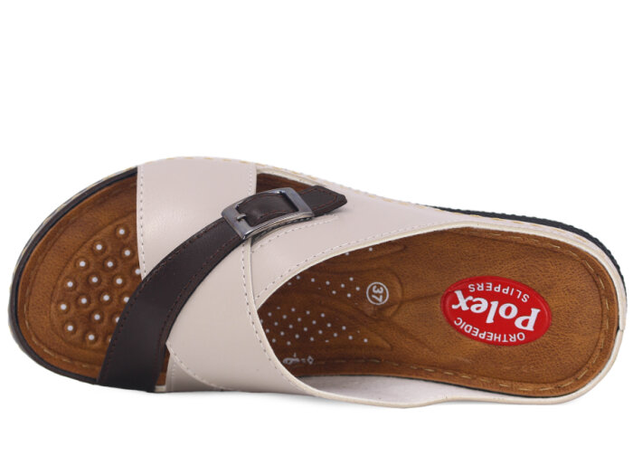 Polex Zenne 15158 Çapraz Tokalı Monta Günlük Terlik Bej - Kahve - 2