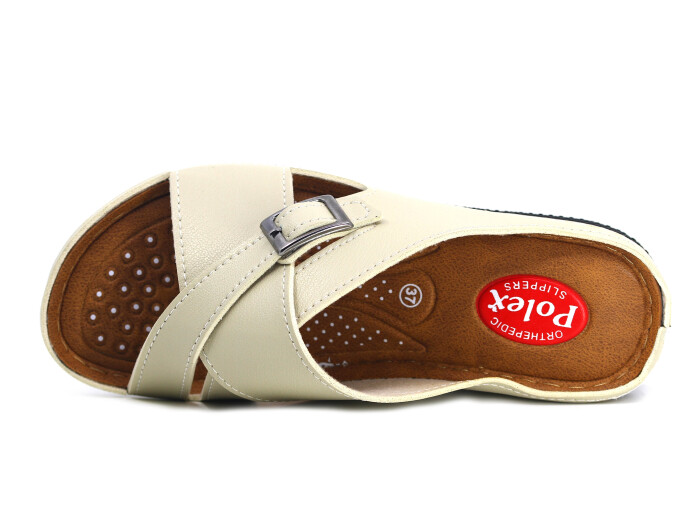 Polex Zenne 15158 Çapraz Tokalı Monta Günlük Terlik Bej - Polex (1)