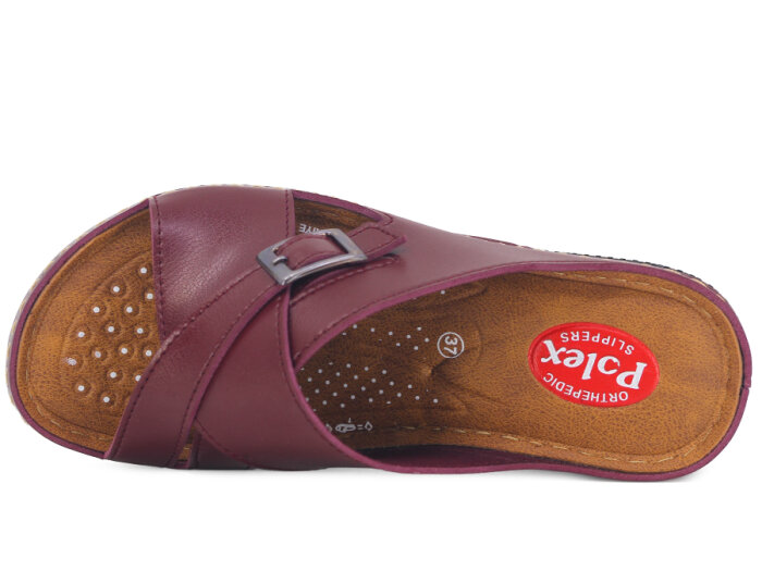 Polex Zenne 15158 Çapraz Tokalı Monta Günlük Terlik Bordo - 2