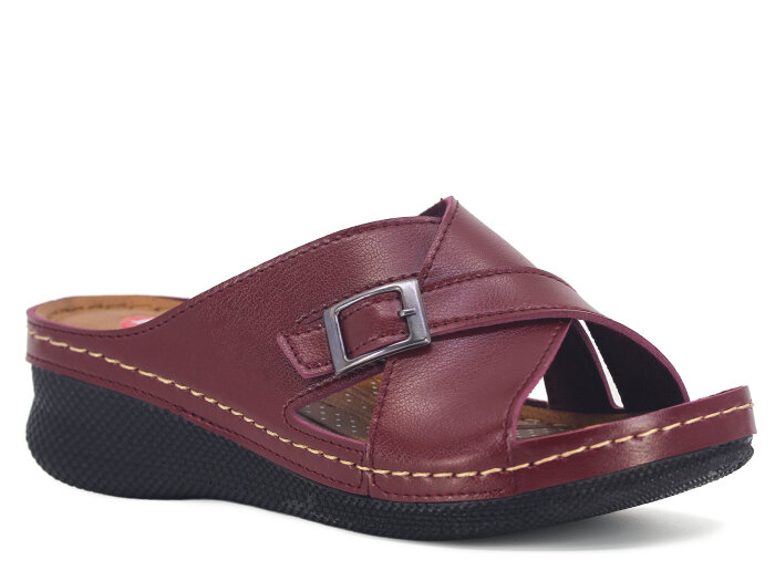 Polex Zenne 15158 Çapraz Tokalı Monta Günlük Terlik Bordo - Polex