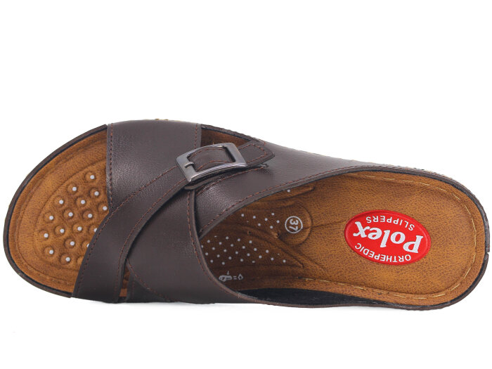 Polex Zenne 15158 Çapraz Tokalı Monta Günlük Terlik Kahve - Polex (1)