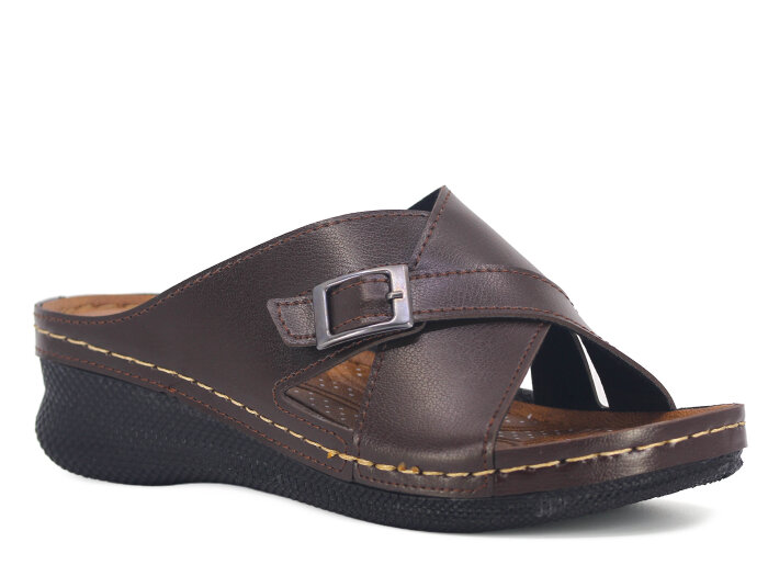 Polex Zenne 15158 Çapraz Tokalı Monta Günlük Terlik Kahve - Polex