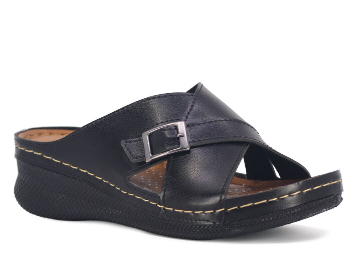 Polex Zenne 15158 Çapraz Tokalı Monta Günlük Terlik Siyah - 1