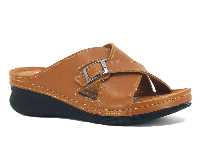 Polex Zenne 15158 Çapraz Tokalı Monta Günlük Terlik Taba - Polex