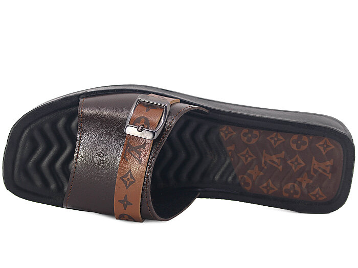 Polex Zenne 16005 Tek Toka Şeritli Köşe Taban Parçalı LV Günlük Terlik Kahve - Taba - Polex (1)