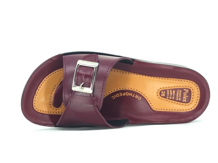 Polex Zenne 5001-C Esem Tokalı Poşetli Günlük Terlik Bordo - 2