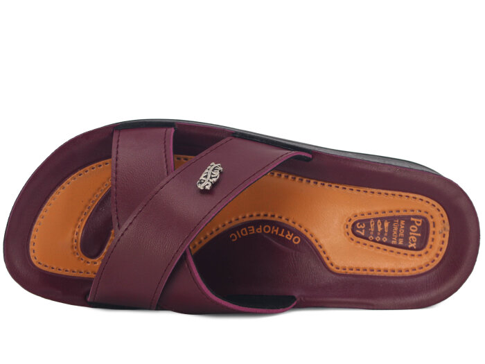 Polex Zenne 5007-C Esem Çapraz Poşetli Günlük Terlik Bordo - Polex (1)