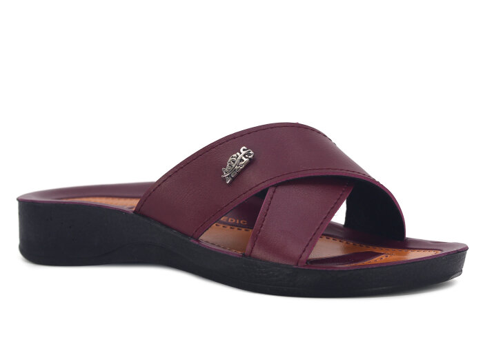 Polex Zenne 5007-C Esem Çapraz Poşetli Günlük Terlik Bordo - Polex