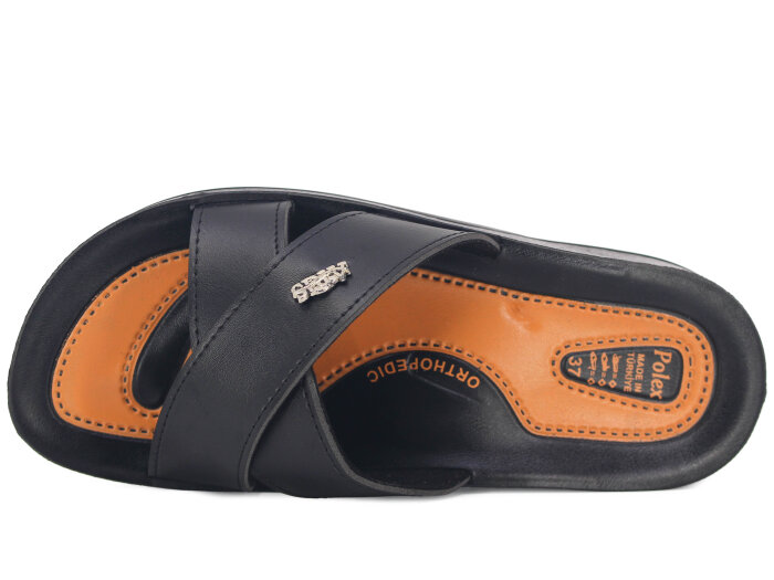 Polex Zenne 5007-C Esem Çapraz Poşetli Günlük Terlik Siyah - 2