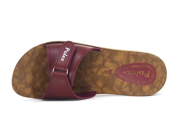 Polex Zenne 5051-C Cırtlı Poşetli Günlük Terlik Bordo - Camel