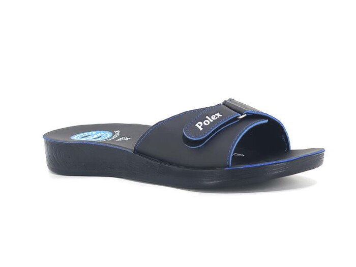 Polex Zenne 5051-A Cırtlı Cilt Ara Kat Günlük Terlik Mavi - Polex