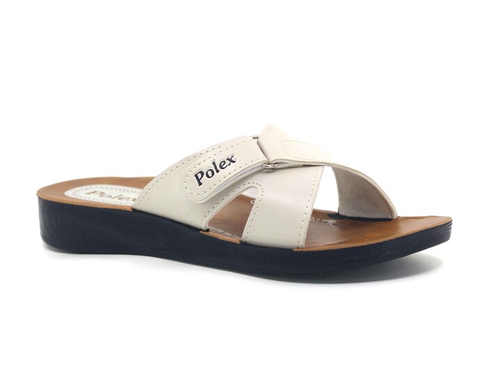 Polex Zenne 5052-C Yandan Cırtlı Poşetli Günlük Terlik Bej - Polex