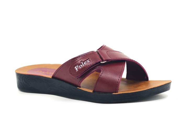 Polex Zenne 5052-C Yandan Cırtlı Poşetli Günlük Terlik Bordo - 1