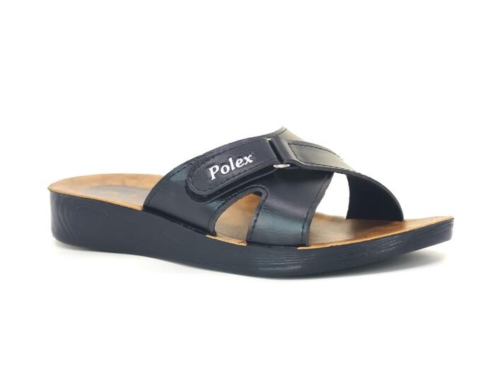 Polex Zenne 5052-C Yandan Cırtlı Poşetli Günlük Terlik Siyah - Polex