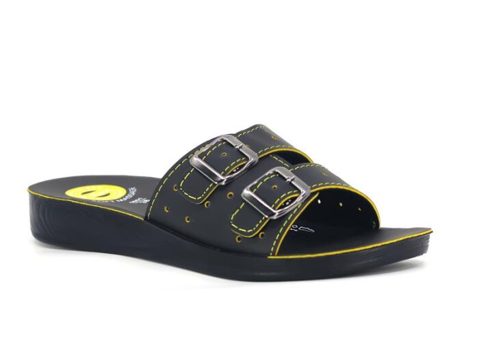 Polex Zenne 5055-A Dikişli Delikli Yeni Çift Toka Ara Kat Poşetli Günlük Terlik Sarı 